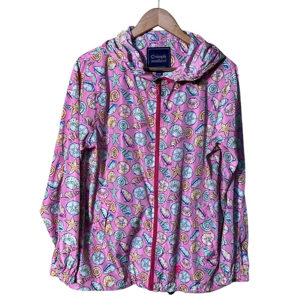 Simply Southern Full Zip Shell Windbreaker Rain Jacket Size Large - Picture 2 of 10